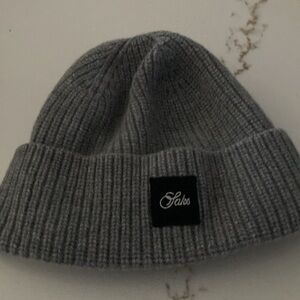 Saks Fifth Avenue Gray Ribbed Knit Beanie Hat